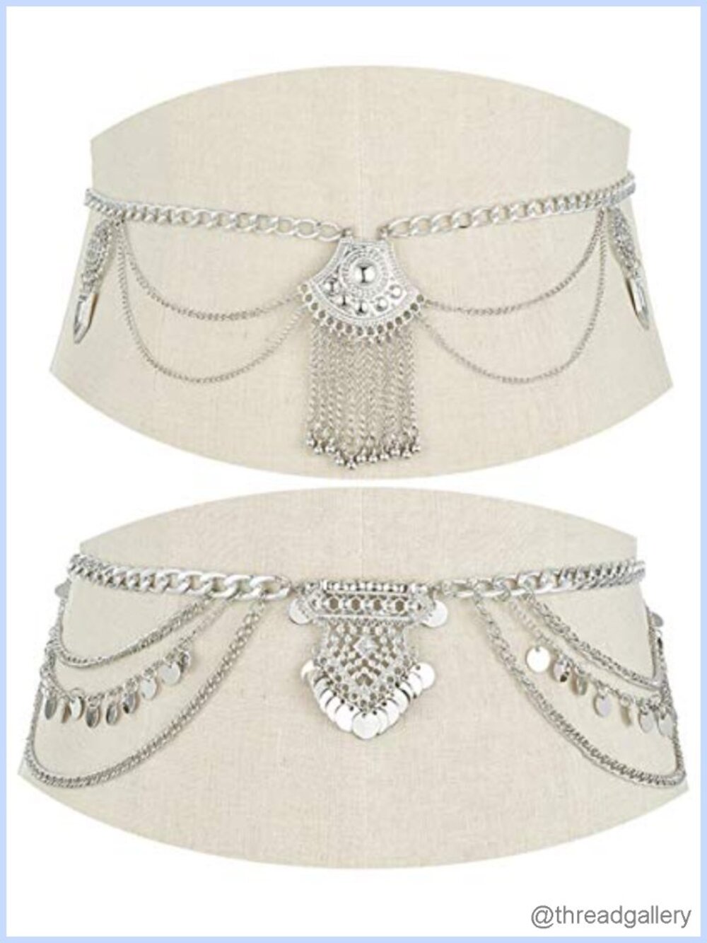 2 Pc Body Chain Set Vintage Dangle Tassel Belly Chain for Beach Party